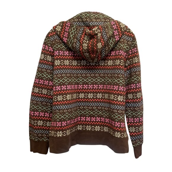 The North Face Brown Aztec Snowflake Full Zip Hoodie Size XL - Picture 4 of 8